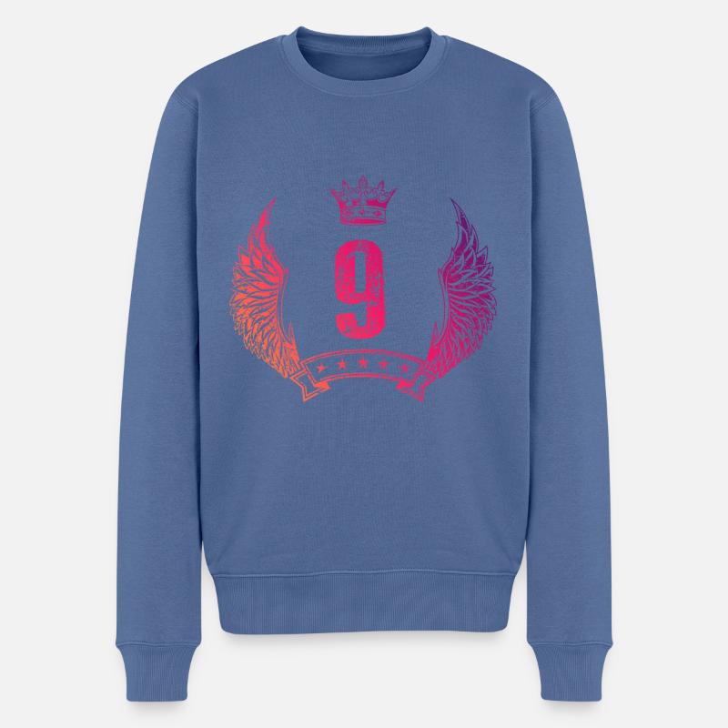 9 Couronne de numéros - Pull Premium bio Homme - bleu pigeon
