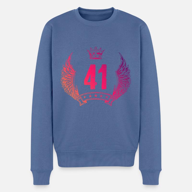 41 Zahl Krone - Männer Premium Bio Pullover - Taubenblau