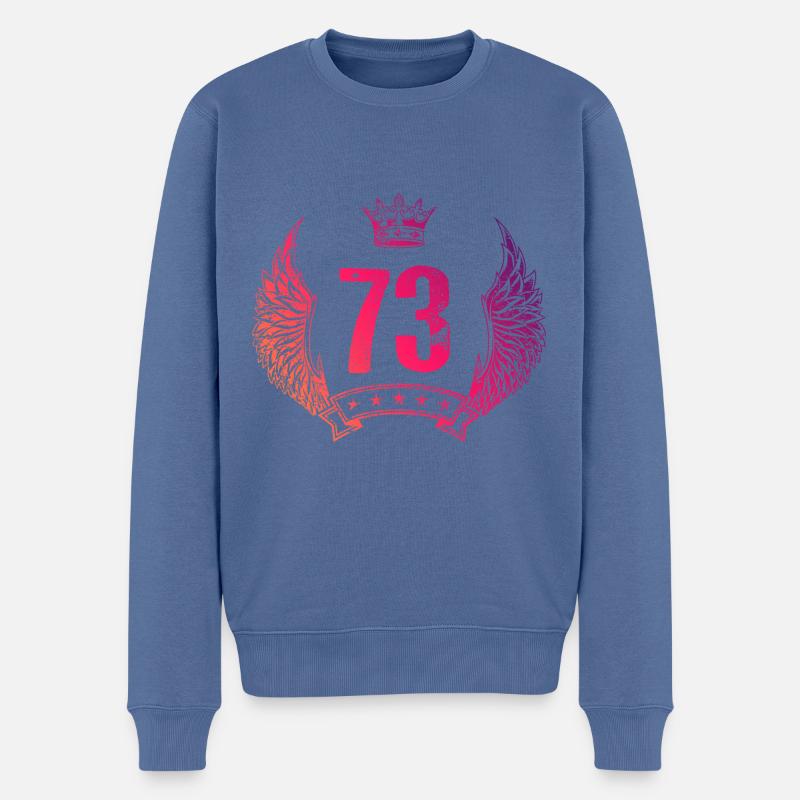 73 Zahl Krone - Männer Premium Bio Pullover - Taubenblau
