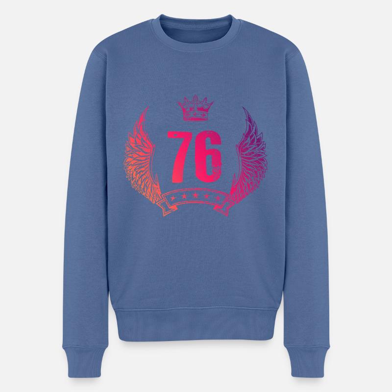 76 Zahl Krone - Männer Premium Bio Pullover - Taubenblau