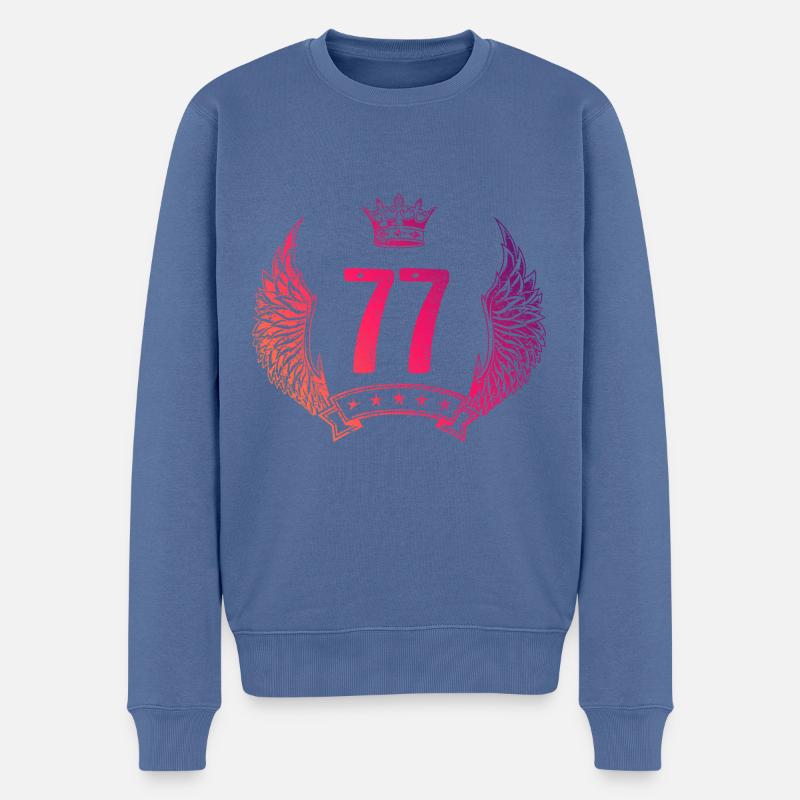 77 Couronne de numéros - Pull Premium bio Homme - bleu pigeon