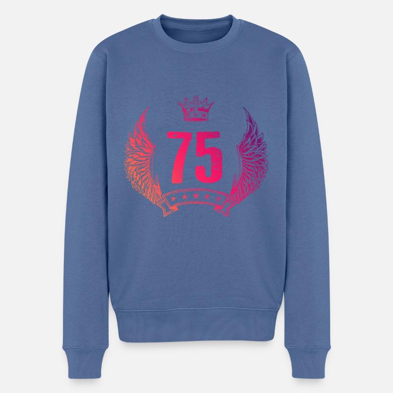 75 Zahl Krone - Männer Premium Bio Pullover - Taubenblau