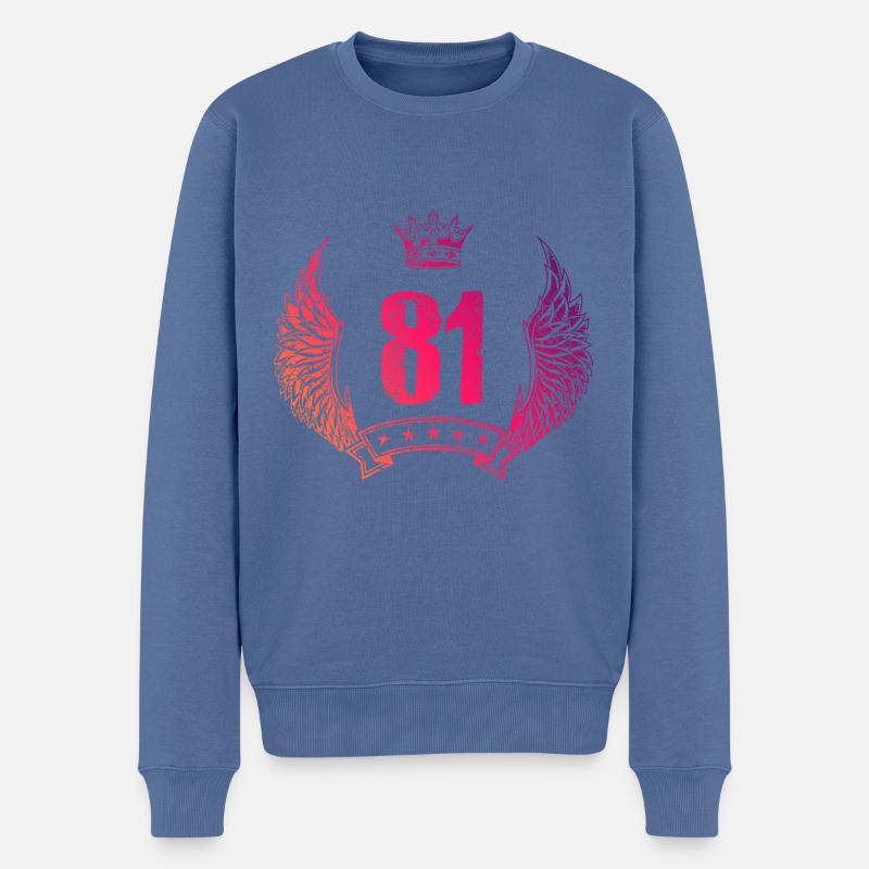 81 Zahl Krone - Männer Premium Bio Pullover - Taubenblau