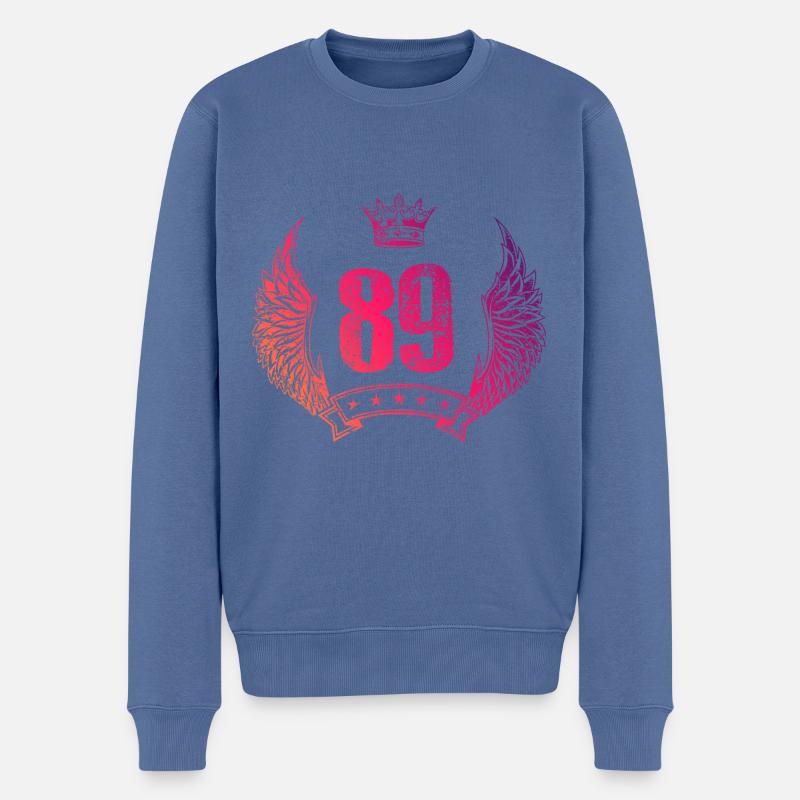 89 Zahl Krone - Männer Premium Bio Pullover - Taubenblau