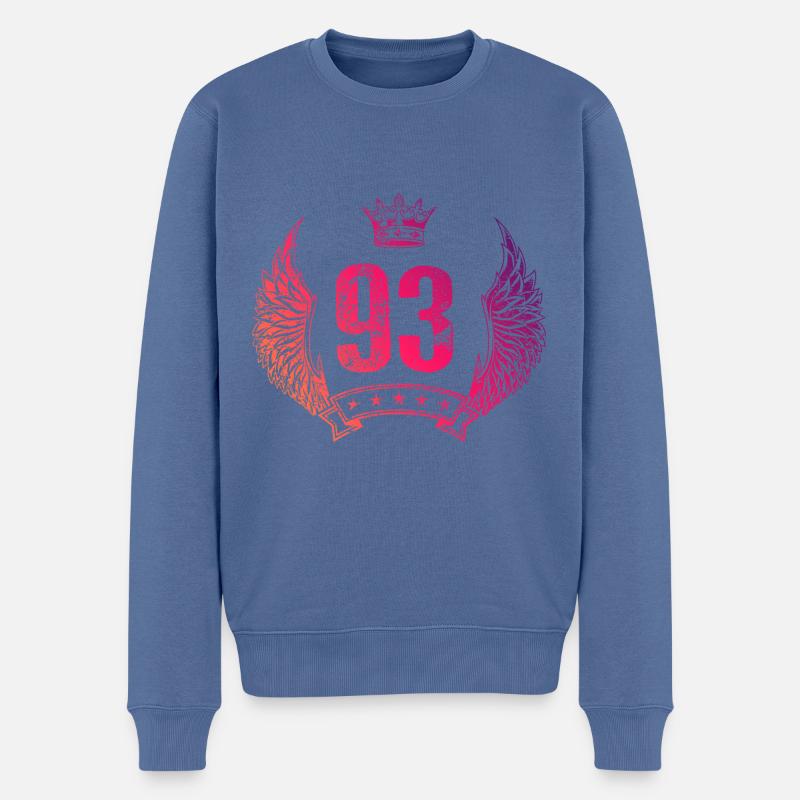 93 Zahl Krone - Männer Premium Bio Pullover - Taubenblau