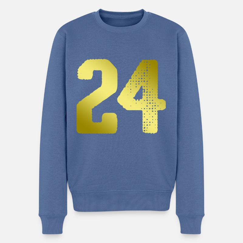 24 Zahl Trikot - Männer Premium Bio Pullover - Taubenblau