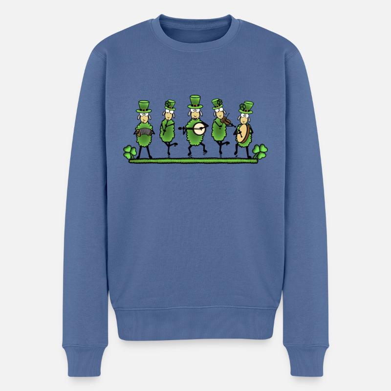 Irish Folk Band Musizierende Schafe - Männer Premium Bio Pullover - Taubenblau