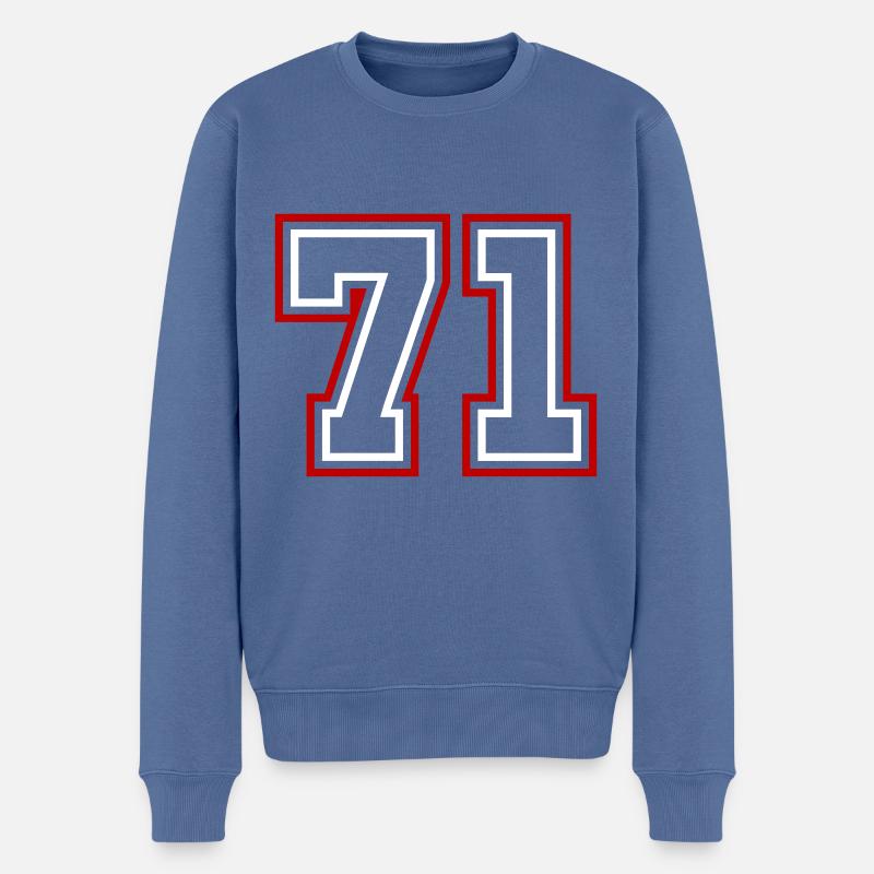 71 Zahl nummer - Männer Premium Bio Pullover - Taubenblau