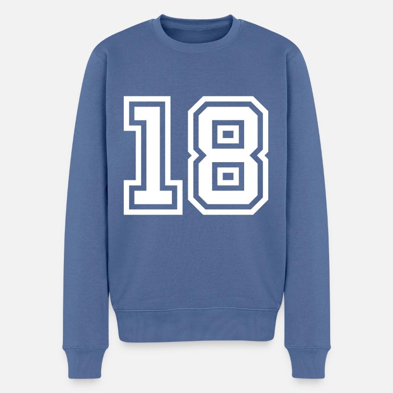 18 Zahl symbol - Männer Premium Bio Pullover - Taubenblau