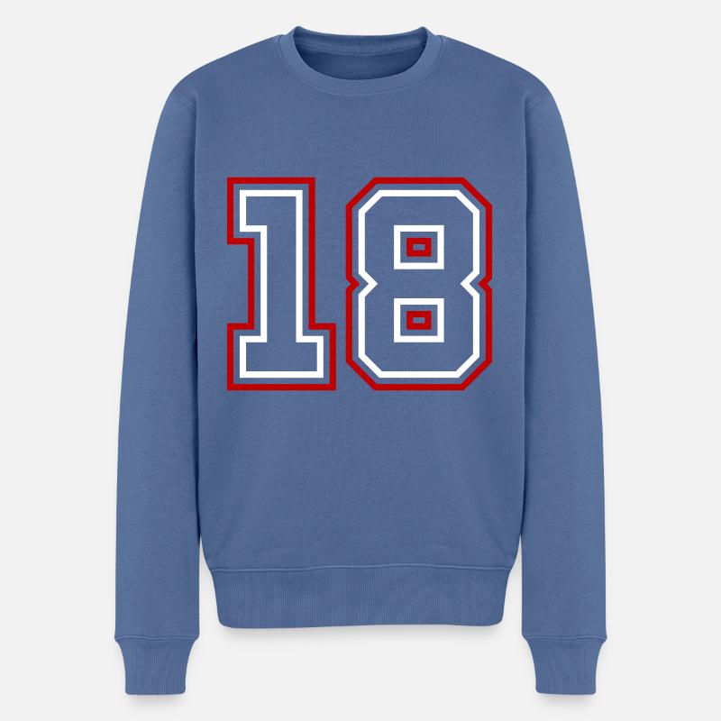 18 Numéro de numéro - Pull Premium bio Homme - bleu pigeon