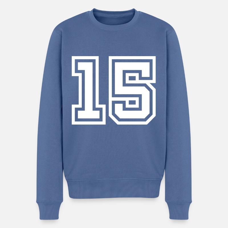 Symbole de 15 chiffres - Pull Premium bio Homme - bleu pigeon