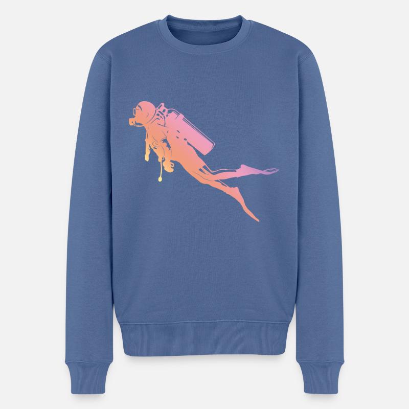 Tauchen Silhouette - Männer Premium Bio Pullover - Taubenblau