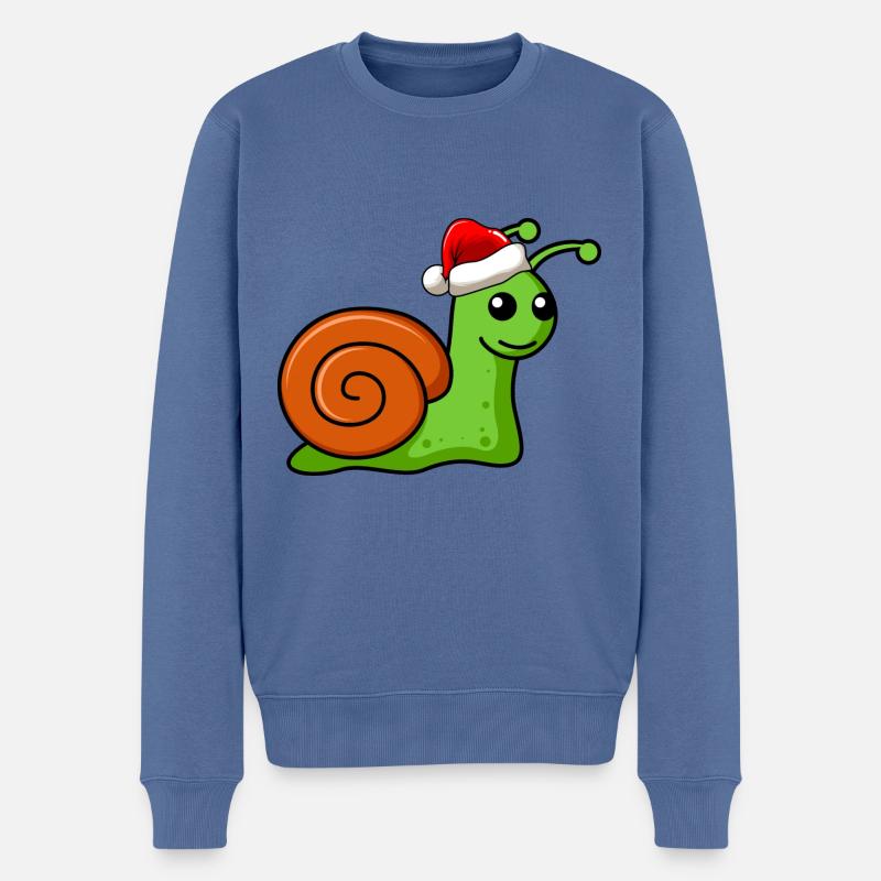 Schnecke Comic Weihnachten - Männer Premium Bio Pullover - Taubenblau
