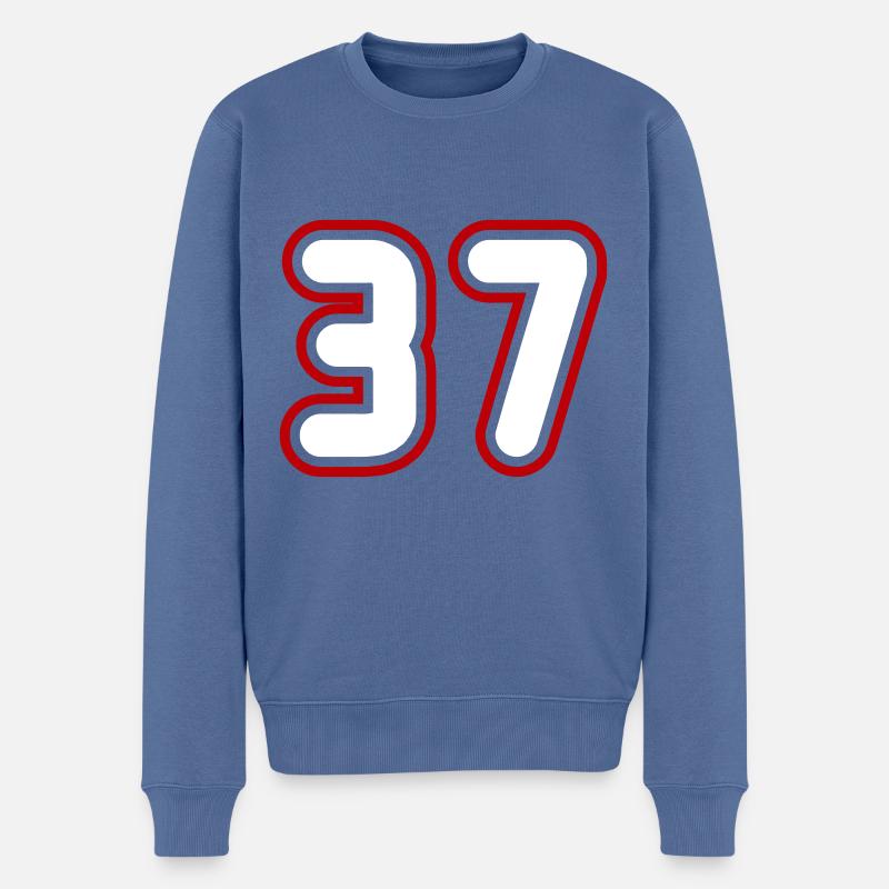 37 Zahl nummer - Männer Premium Bio Pullover - Taubenblau