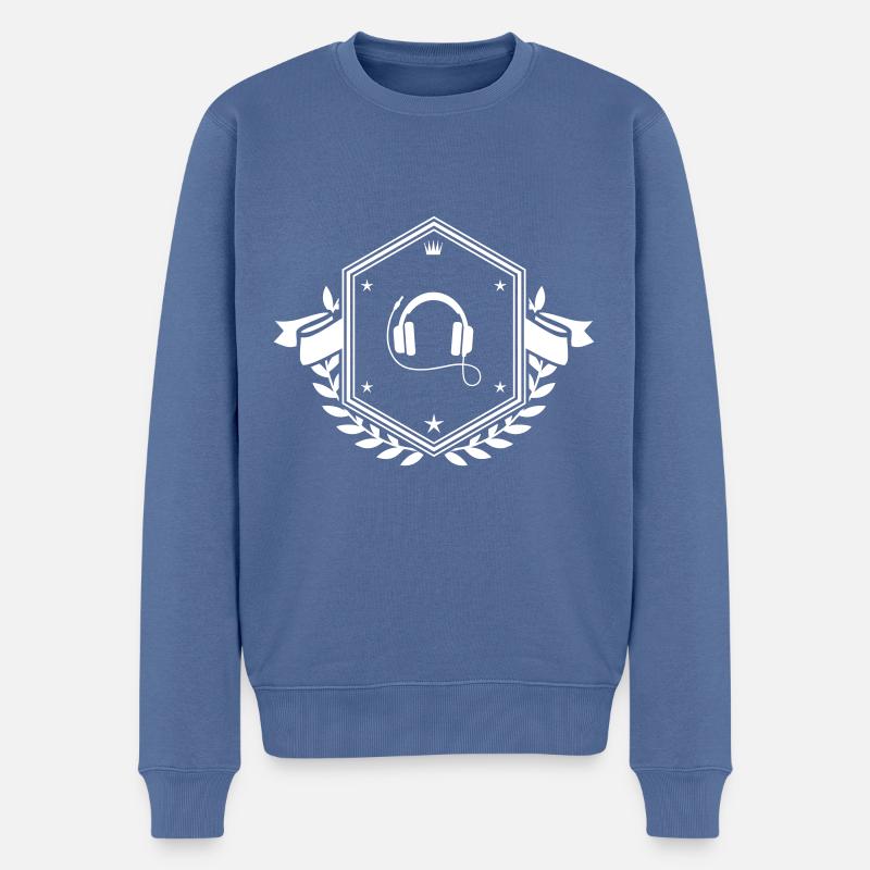 Kopfhörer Wappen - Männer Premium Bio Pullover - Taubenblau