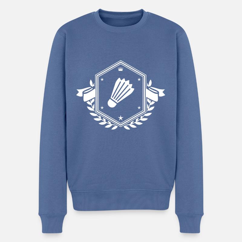 Armoiries de badminton - Pull Premium bio Homme - bleu pigeon