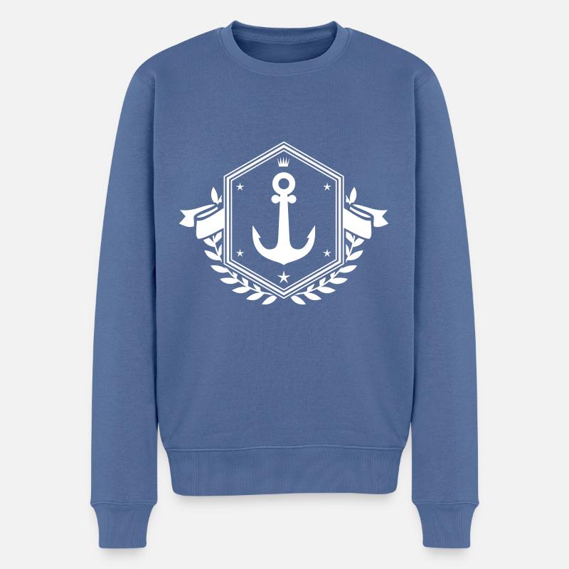 Anker Icon Schild - Männer Premium Bio Pullover - Taubenblau