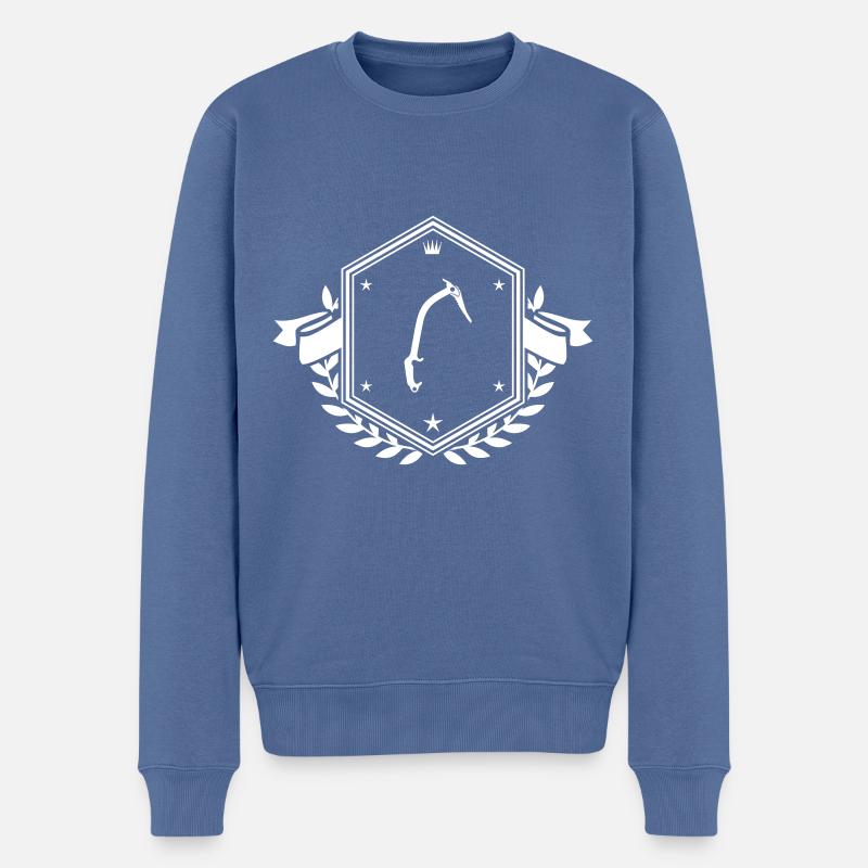 Kletterausrüstung eispickel Wappen - Männer Premium Bio Pullover - Taubenblau