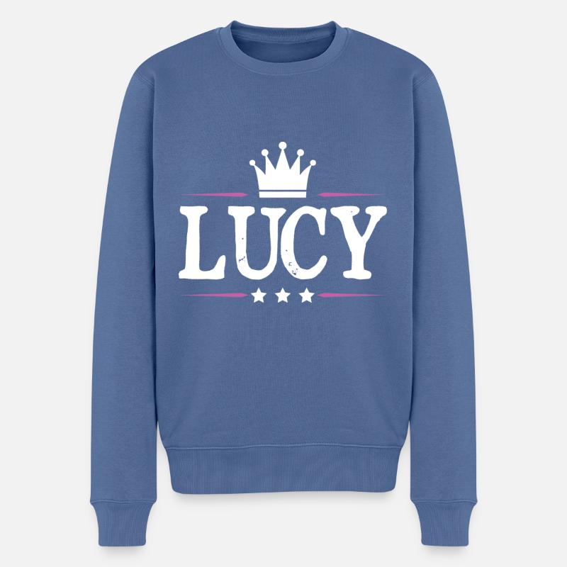 Lucy - Männer Premium Bio Pullover - Taubenblau