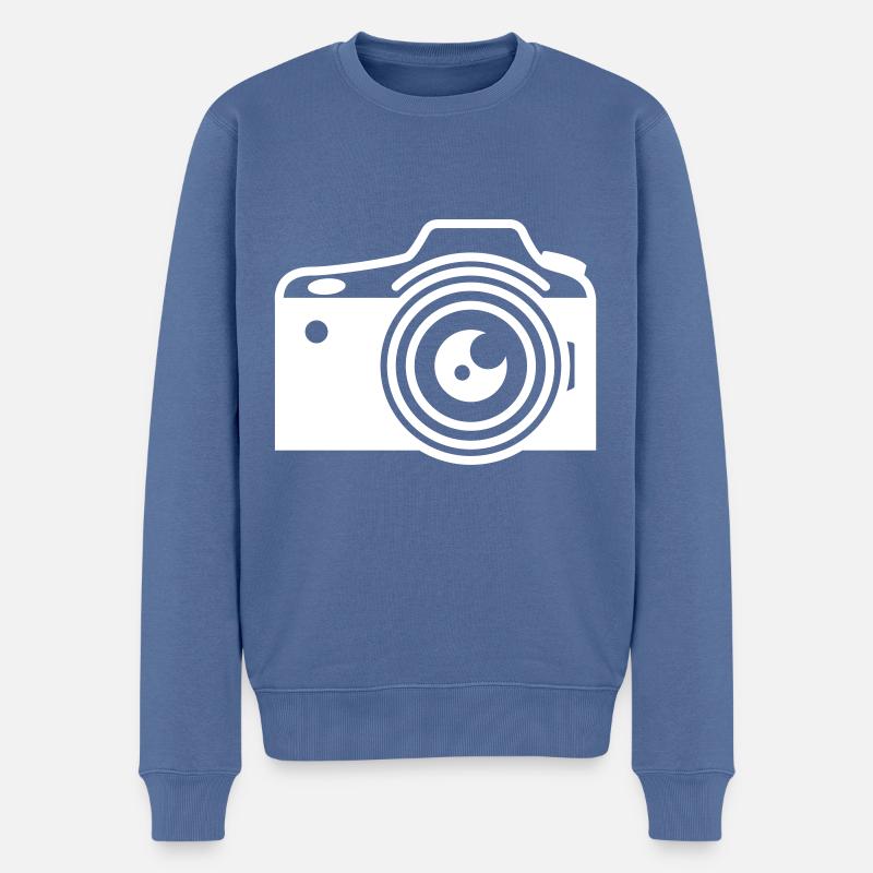 Kamera Silhouette icon - Männer Premium Bio Pullover - Taubenblau