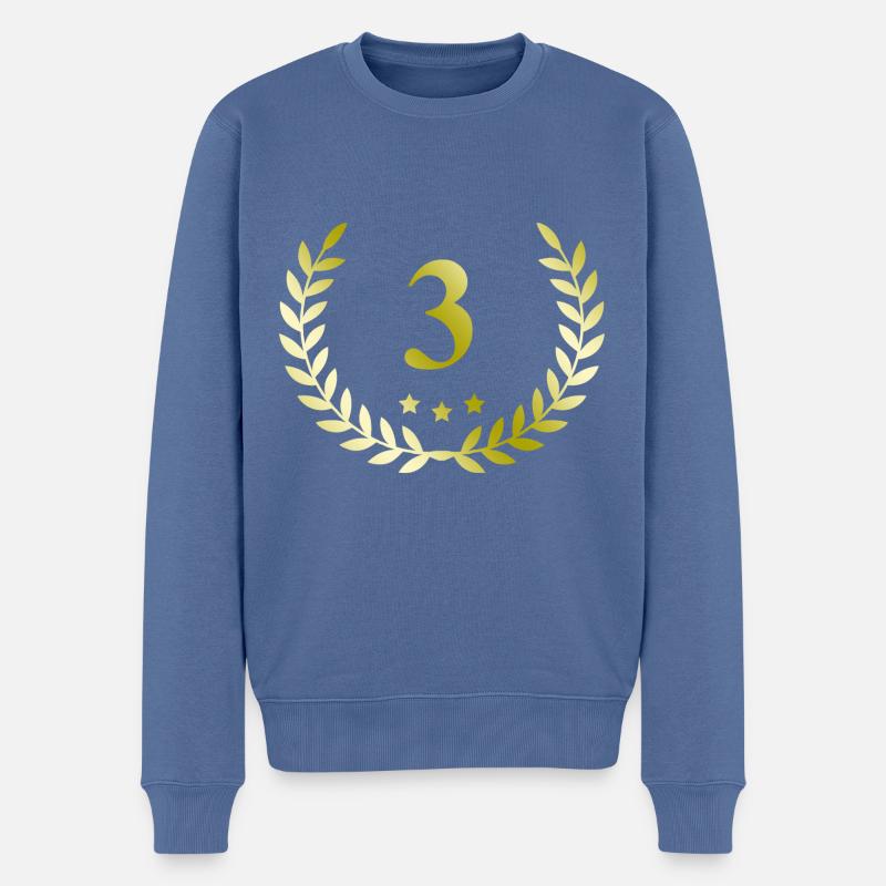 3 Couronne numérique - Pull Premium bio Homme - bleu pigeon