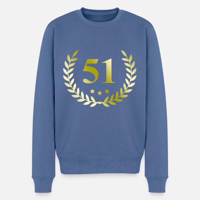 51 Zahl Kranz - Männer Premium Bio Pullover - Taubenblau