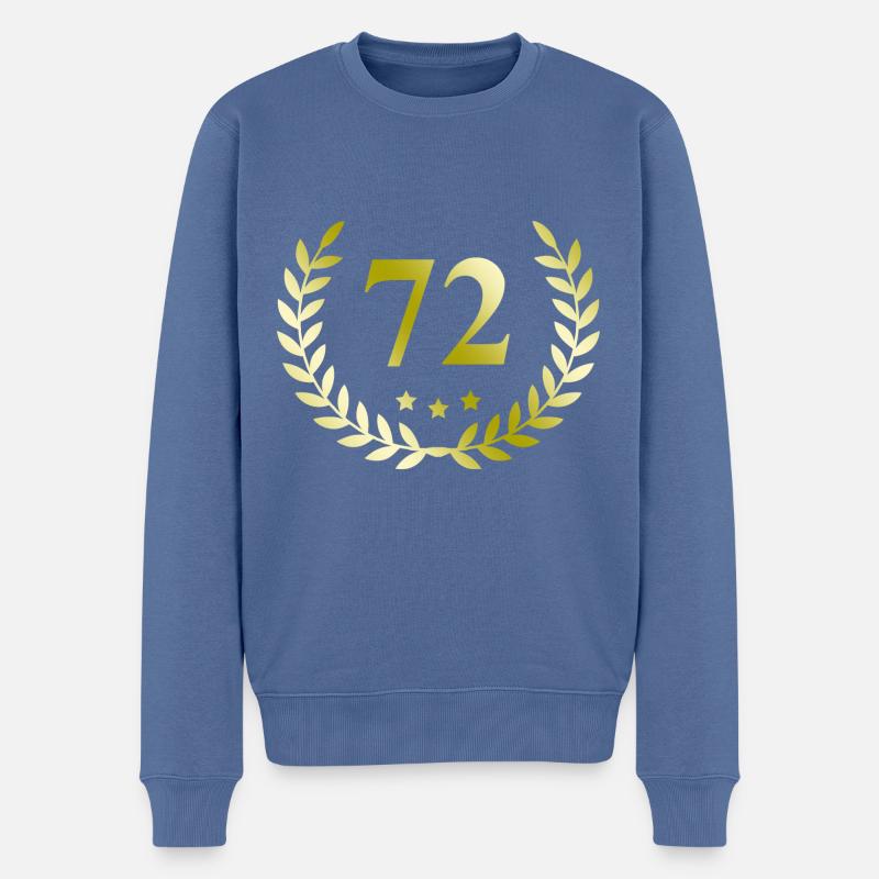 72 Zahl Kranz - Männer Premium Bio Pullover - Taubenblau