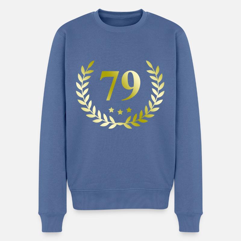 79 Zahl Kranz - Männer Premium Bio Pullover - Taubenblau