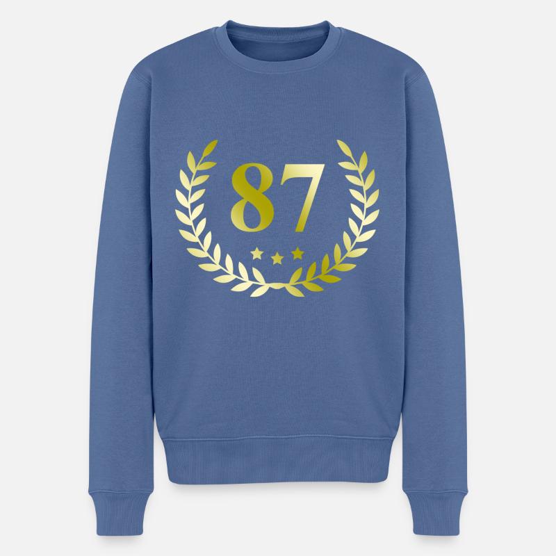 87 Zahl Kranz - Männer Premium Bio Pullover - Taubenblau