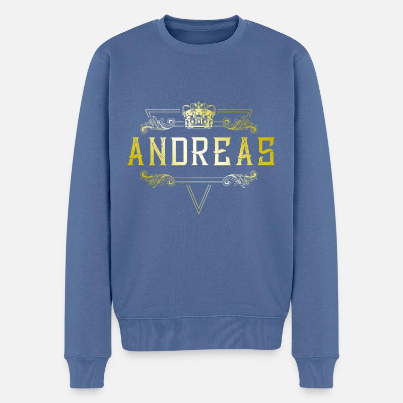 Andreas - Männer Premium Bio Pullover - Taubenblau