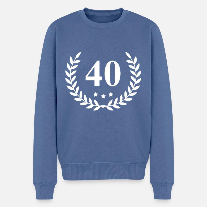 40 Couronne numéro - Pull Premium bio Homme - bleu pigeon