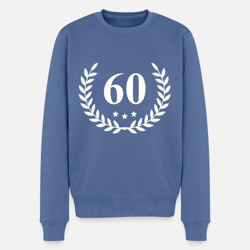 60 Couronne numéro - Pull Premium bio Homme - bleu pigeon