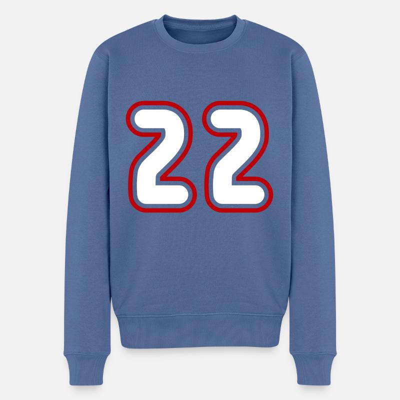 22 Zahl nummer - Männer Premium Bio Pullover - Taubenblau