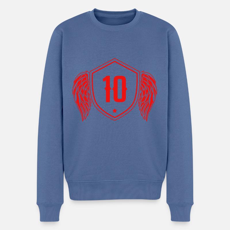 10 Zahl Wappen - Männer Premium Bio Pullover - Taubenblau