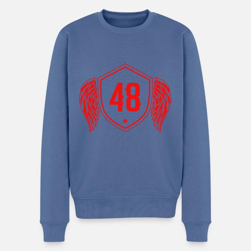 48 Zahl Wappen - Männer Premium Bio Pullover - Taubenblau