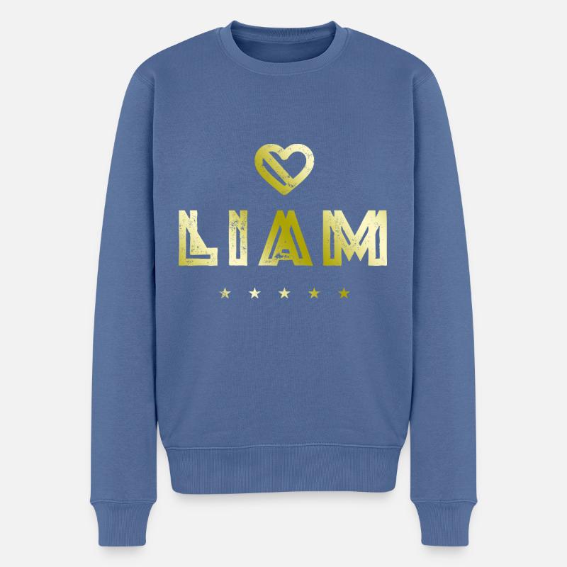 Liam Herz - Männer Premium Bio Pullover - Taubenblau