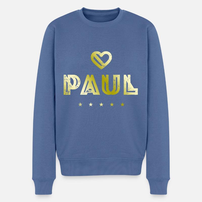 Paul Herz - Männer Premium Bio Pullover - Taubenblau
