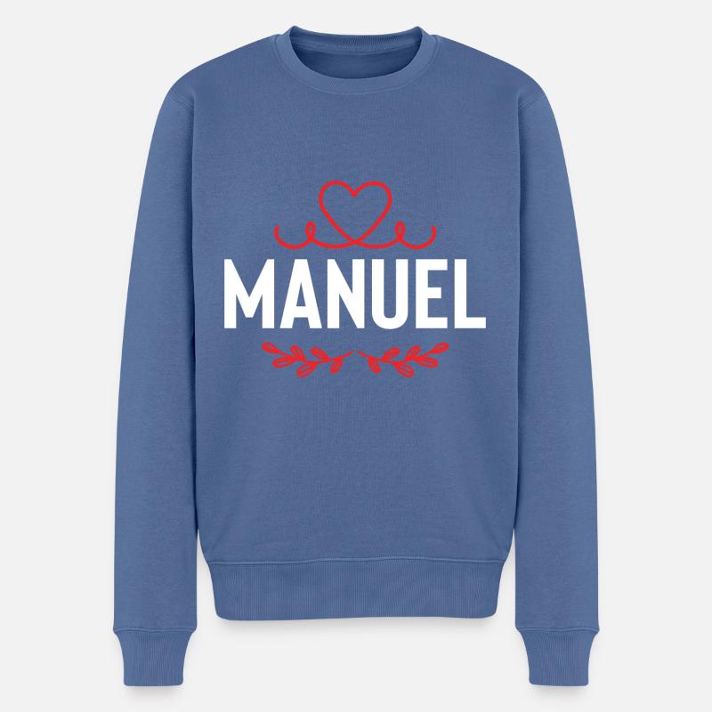 Manuel - Männer Premium Bio Pullover - Taubenblau