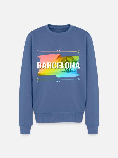 Barcelone - Pull Premium bio Homme - bleu pigeon