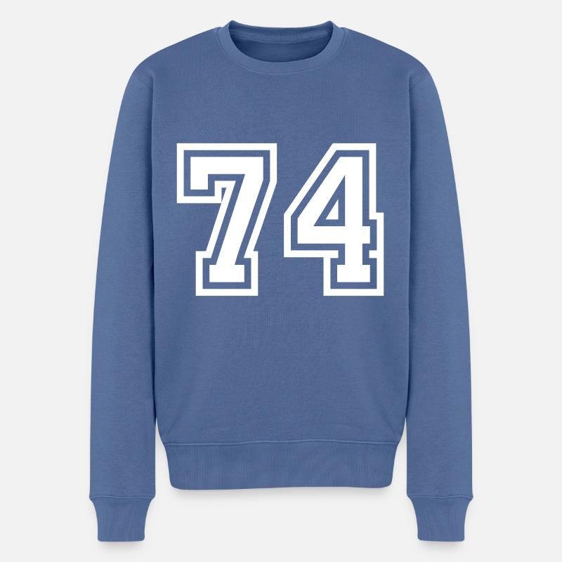 74 Zahl Symbol - Männer Premium Bio Pullover - Taubenblau