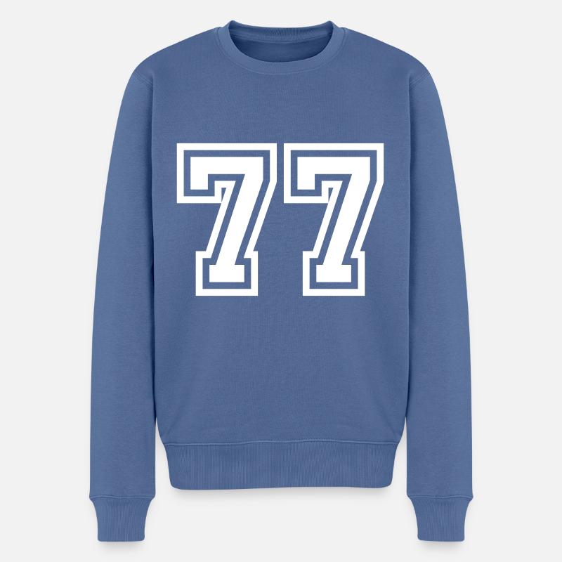 77 Zahl Symbol - Männer Premium Bio Pullover - Taubenblau