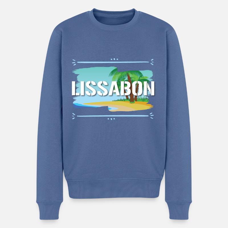 Lissabon - Männer Premium Bio Pullover - Taubenblau