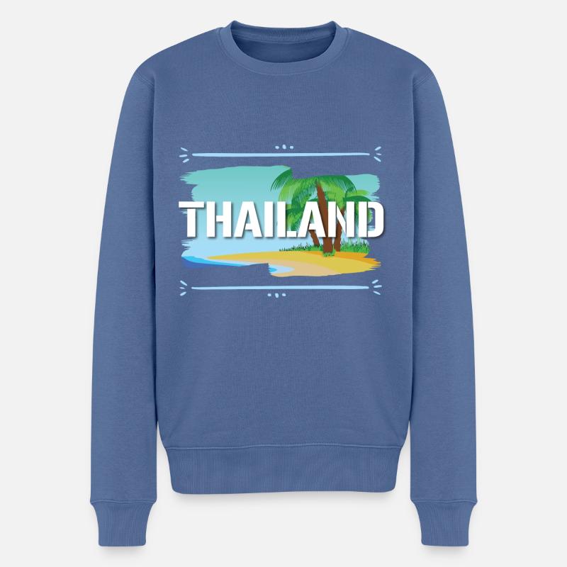 Thailand - Männer Premium Bio Pullover - Taubenblau