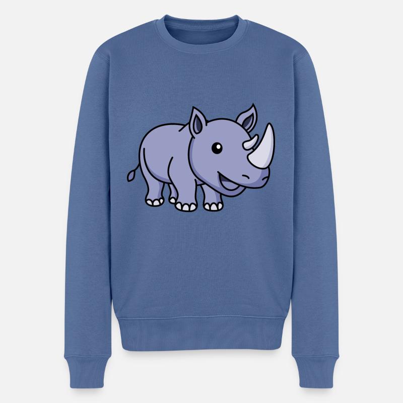 Rhino Comic Animal - Pull Premium bio Homme - bleu pigeon
