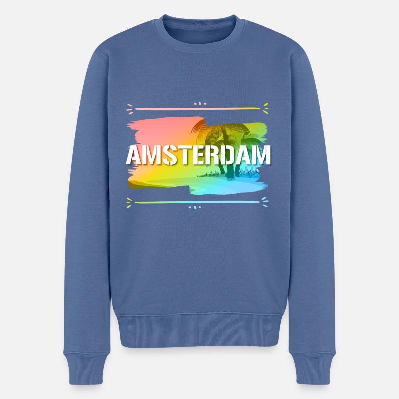 Amsterdam - Pull Premium bio Homme - bleu pigeon