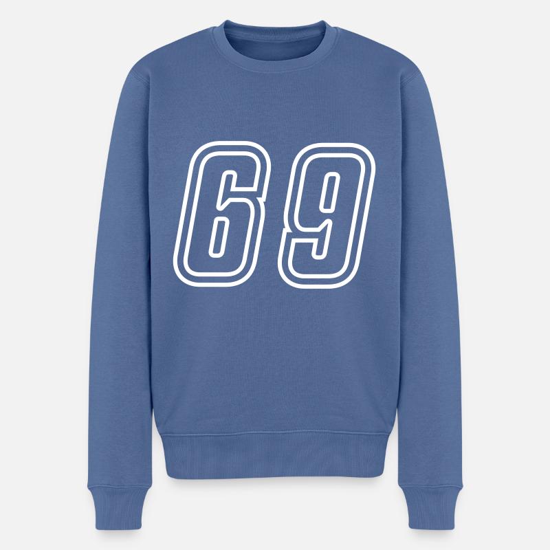 69 Numéro de numéro - Pull Premium bio Homme - bleu pigeon