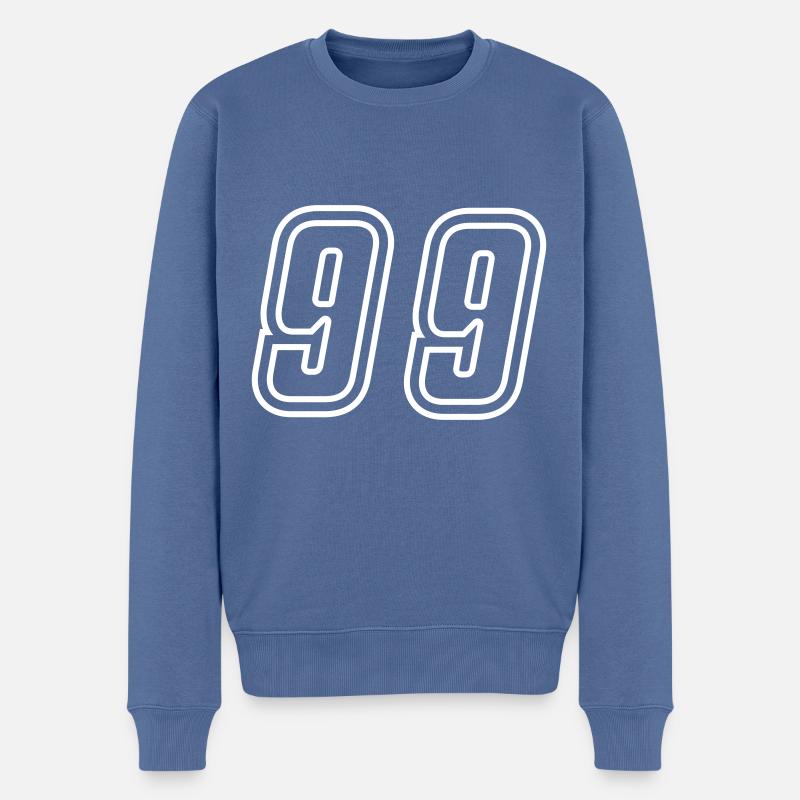 Numéro 99 - Pull Premium bio Homme - bleu pigeon