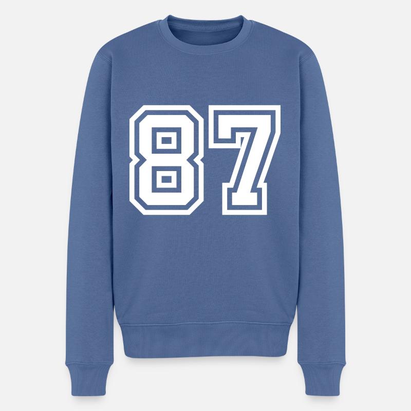 87 Zahl Symbol - Männer Premium Bio Pullover - Taubenblau