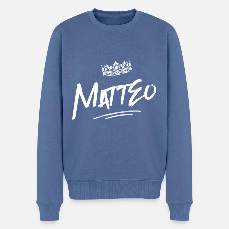 Matteo - Männer Premium Bio Pullover - Taubenblau