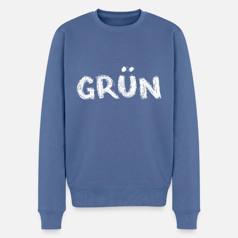 grün oder ? - Männer Premium Bio Pullover - Taubenblau